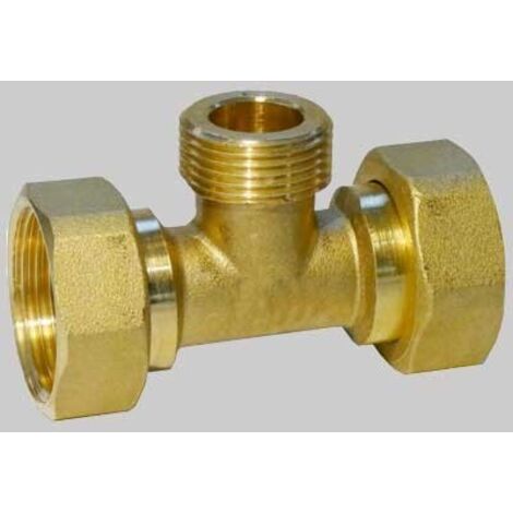 RACCORDO A TEE CON DADI GIREVOLI - 1" x G 3/4