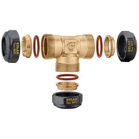 Raccordo a tee, meccanico a tenuta O-Ring per impianti solari. Diametro tubazione Ø22 Caleffi 254602  Ø 22