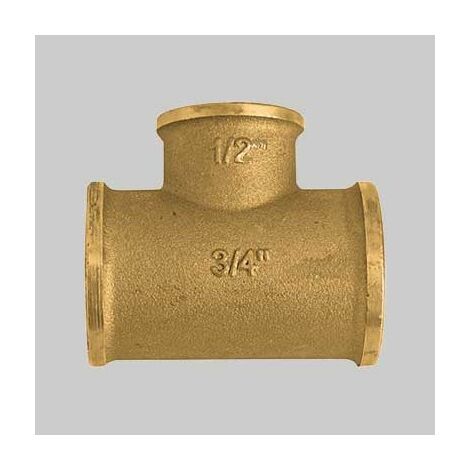 RACCORDO A TEE RIDOTTO AL CENTRO OTTONE GIALLO 1 x 3/4 x 1