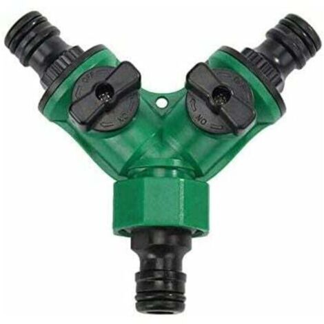 Raccordo a Y a 2 vie da 3/4" per tubi da giardino, compatibile con tutti i tipi di rubinetti, universale e regolabile.