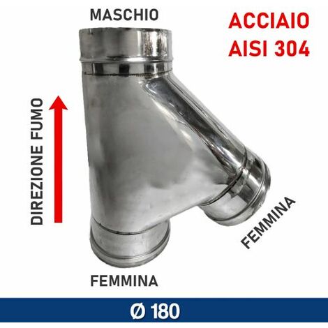 RACCORDO BRAGA A Y 135° IN ACCIAIO INOX PER CANNA FUMARIA VARIE MISURE 23083V 180 (17483)