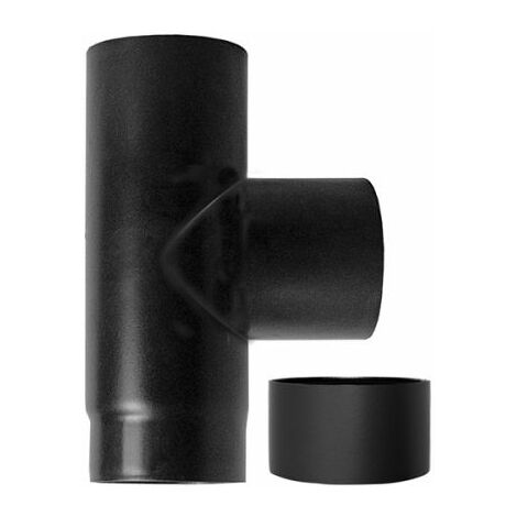 Raccordo caldaia a T 90 fm-f DN 120 smaltato stufa pellet tubo nero CE