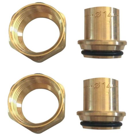 Raccordo codolo in bronzo 14 mm con dado e guarnizione teco