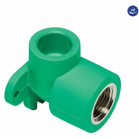 Raccordo curvo 90° in polipropilene filettato femmina con staffa serie tigris green ø20x1/2 WAVIN