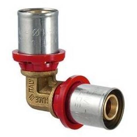 Raccordo curvo doppio a pressare per multistrato diam. 26 x 26