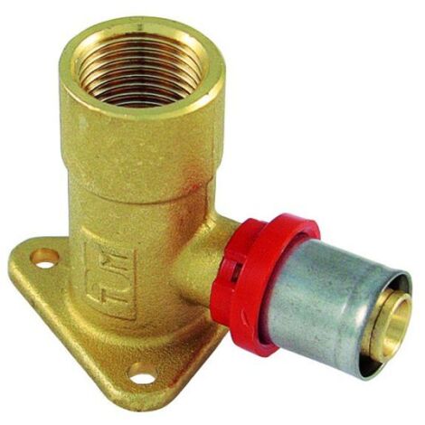 RACCORDO CURVO FEMMINA CON FLANGIA H50 A PRESSARE TIEMME 16 x 1/2