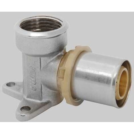 Raccordo curvo femmina flangiato a pressare per tubo multistrato modello 410 sempiter 1/2" Ø16 ICMA