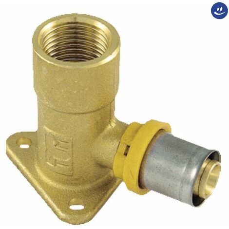 Raccordo curvo femmina flangiato per tubo multistrato a pressare per gas modello al-cobrapex h.53mm 1/2 ø16 TIEMME