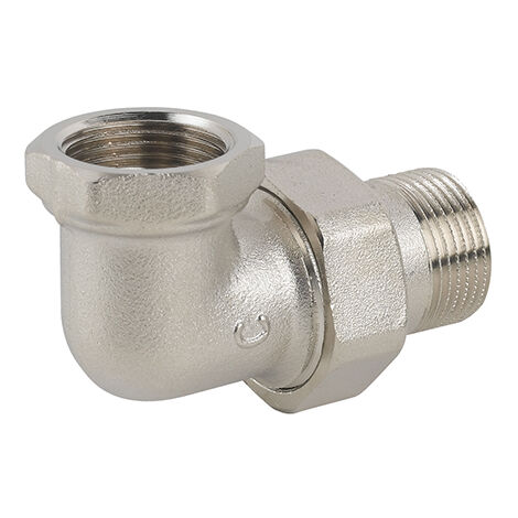 Raccordo curvo in 3 pz mf sede piana in ottone nichelato c/guarnizione 1/2CAVAL
