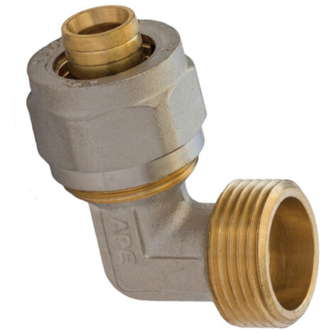 RACCORDO CURVO MASCHIO A STRINGERE TRE PEZZI PER TUBO MULTISTRATO MODELLO 753L - 1/2 Ø20  - APE