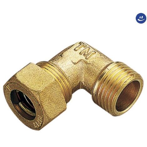 Raccordo curvo maschio con tenuta o-ring per tubo rame modello 1300 3/4 ø16 TIEMME