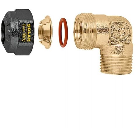Raccordo curvo maschio, meccanico a tenuta O-Ring per impianti solari. Misura M 3/4" D.22 254752