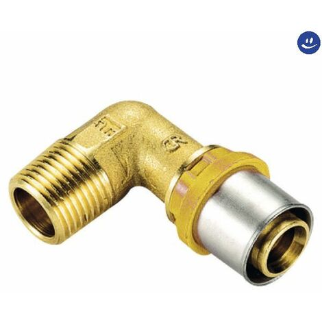 Raccordo curvo maschio per tubo multistrato a pressare per gas modello al-cobrapex 1/2 ø16 TIEMME