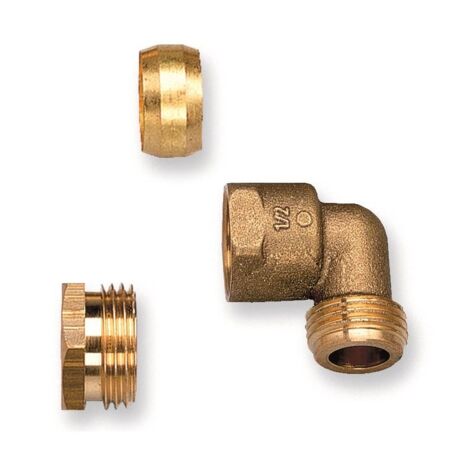 Raccordo curvo ottone MF 1/2" completo di bicono e niples 655102ON1/2 - -  GIUSEPPE TIRINNANZI - -