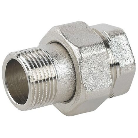 RACCORDO DIRITTO 3 PZ MF SEDE PIANA IN OTTONE NICHELATO C/GUARNIZIONE 3/4"