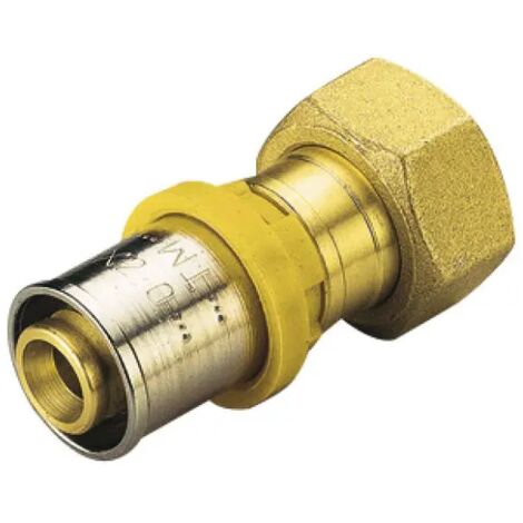 Raccordo diritto con girello e guarnizione piana per tubo multistrato a pressare gas serie 2665 1/2" ø20x2 TIEMME