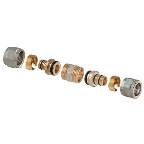 RACCORDO DIRITTO DOPPIO A COMPRESSIONE P/MULTISTRATO 2 PZ ASSEMBLATO 1"-26(2,00) x 1"-26(2,00)