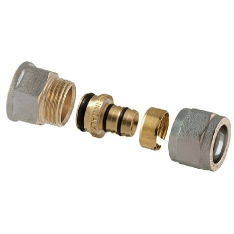 RACCORDO DIRITTO FEMMINA A COMPRESSIONE P/MULTISTRATO 2PZ ASSEMBLATO 1/2 x 1/2 - 16 (2,00)
