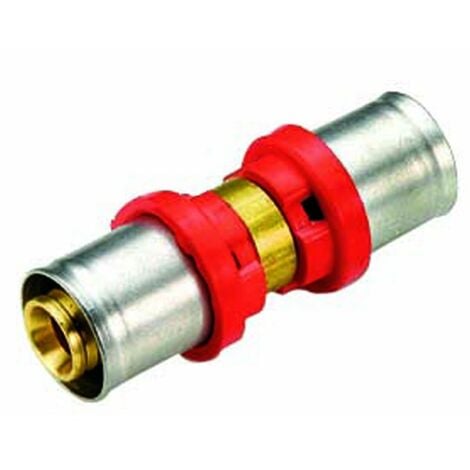 RACCORDO DIRITTO INTERMEDIO RIDOTTO PER TUBO MULTISTRATO A PRESSARE MODELLO AL-COBRAPEX ø18x16 TIEMME RACCORDERIE SPA
