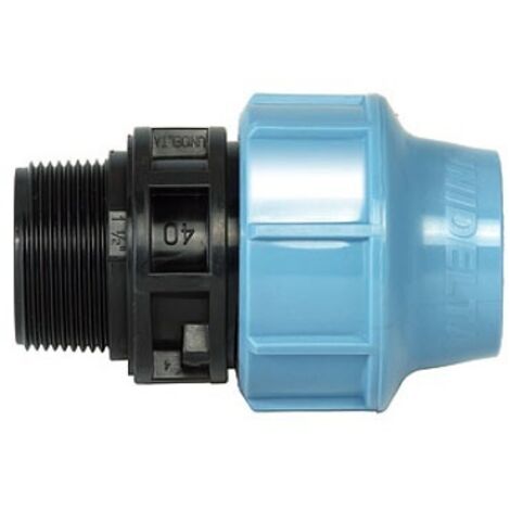 "RACCORDO DIRITTO MASCHIO A COMPRESSIONE PER TUBO POLIETILENE UNIDELTA Ø40 x 1""""M - PN16"