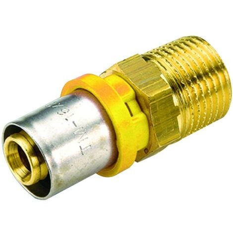 RACCORDO DIRITTO MASCHIO PER TUBO MULTISTRATO A PRESSARE PER GAS MODELLO AL-COBRAPEX 1/2 ø16 TIEMME RACCORDERIE SPAE
