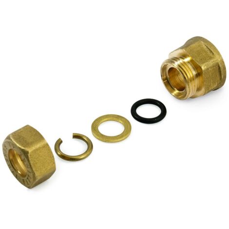 Raccordo F a compressione 3/8"x10 in ottone con anello di serraggio ed O-ring di tenuta, per tubo rame 120002H031000A