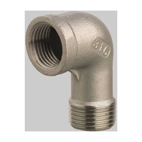 RACCORDO GOMITO A 90 ° FILETTATO M/F IN ACCIAIO INOX 1/2 MADE IN ITALY