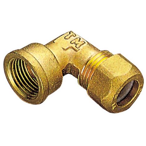 raccordo gomito bicono per gas in ottone attacco F femmina 12x1 mm teflon
