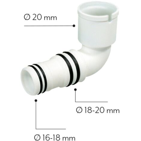 RACCORDO GOMITO SCARICO CONDENSA CLIMATIZZATORE 16/18 18/20mm