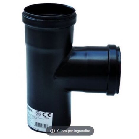 Raccordo in acciaio per stufe pellet nero t 90° diametro 100 sp 1.20mm