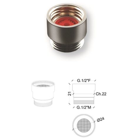Raccordo in ottone cromato MF 1/2" portata limitata 4 l/min 460500OC1/2X4