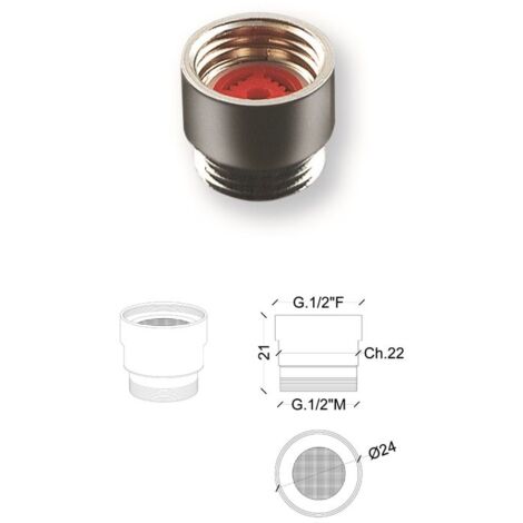 Raccordo in ottone cromato MF 1/2" portata limitata 6 l/min 460500OC1/2X6