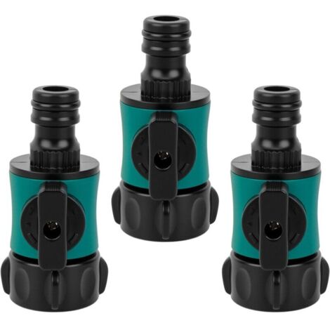Raccordo KZQ a 3 pezzi con valvola con filettatura femmina da 3/4". Valvola di regolazione: valvola per regolare e interrompere il flusso d'acqua da un tubo all'uscita di un raccordo a Y o di un rubin