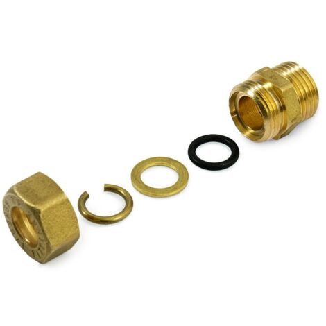 Raccordo M a compressione 1/2"x10 in ottone con anello di serraggio ed O-ring di tenuta, per tubo rame 120001H041000A