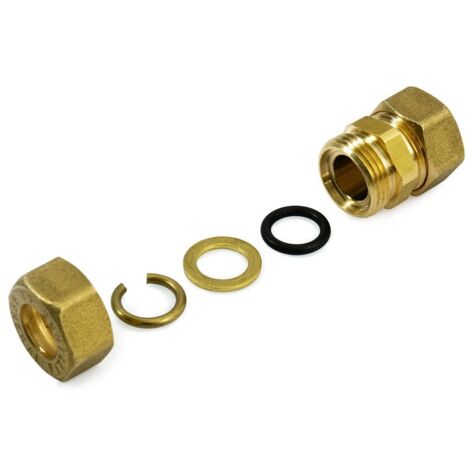 Raccordo M a compressione 14x14 in ottone con anello di serraggio ed O-ring di tenuta, per tubo rame 120000H141400A