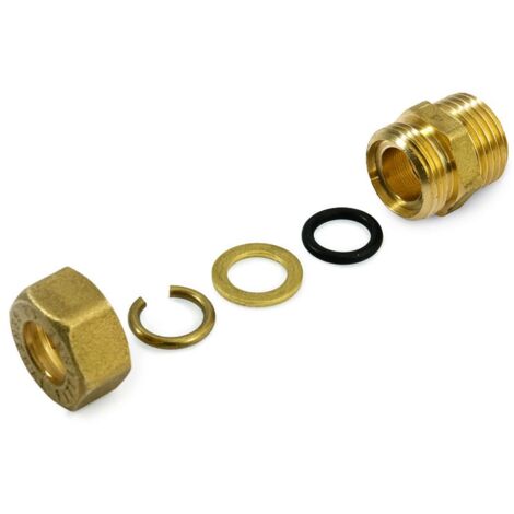 Raccordo M a compressione 3/4"x18 in ottone con anello di serraggio ed O-ring di tenuta, per tubo rame 120001H051800A