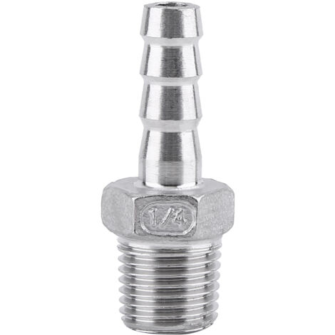 Raccordo maschio per tubo flessibile in acciaio inossidabile resistente, connettore con estremità a spina per carburante (1/4" x 8 mm)