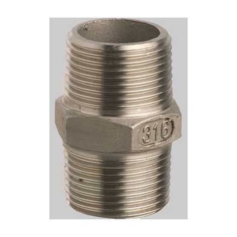 RACCORDO NIPLES DOPPIO IN ACCIAIO INOX  1/2     MADE IN ITALY