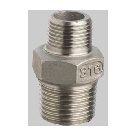 RACCORDO NIPLES RIDOTTO IN ACCIAIO INOX  3/8 x 1/4     MADE IN ITALY