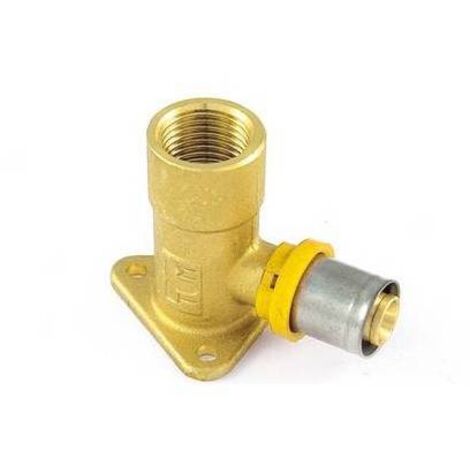 RACCORDO PER GAS CURVO FEMMINA CON FLANGIA 3 FORI 16 x 1/2 TIEMM