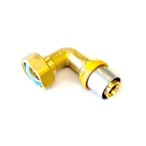 Raccordo per multistrato gas curvo con girello e guarnizione piana 20 x 3/4"