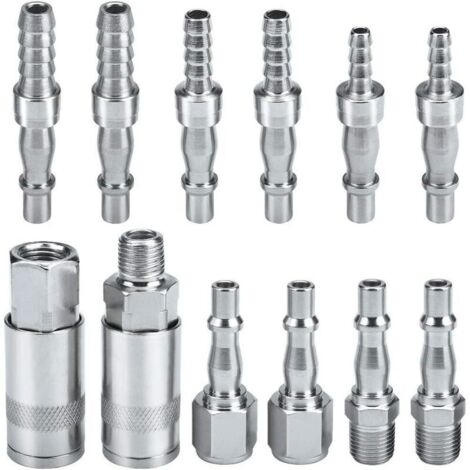 Raccordo per tubo flessibile dell'aria del compressore, accoppiatore e connettore maschio/femmina, BSP 1/4" per tubi da 6, 8 e 10 mm