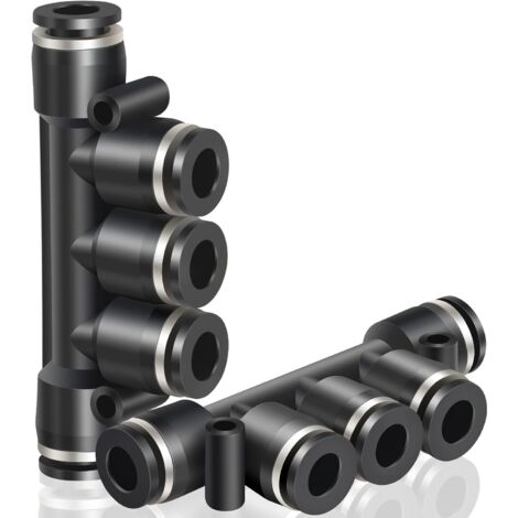 Raccordo pneumatico per linea d'aria a connessione rapida in plastica con testa diretta, diametro esterno di 6 mm, 5 pezzi PK-6 (5 vie)