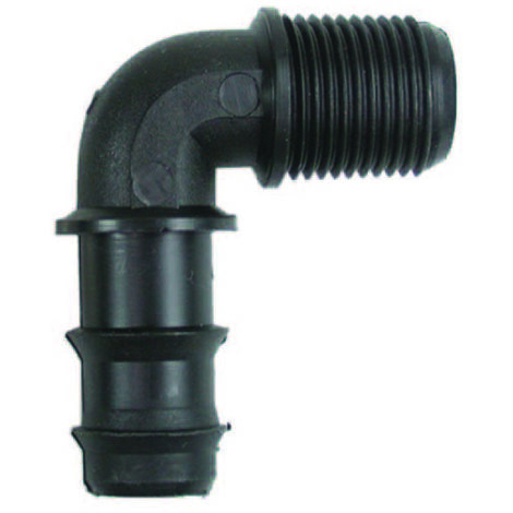 Raccordo portagomma gomito 90° filettato maschio in polipropilene - ø mm.20xm 1/2