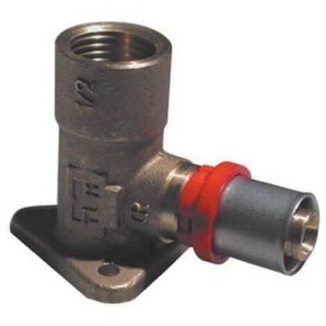 RACCORDO PRESS CURVO FEMMINA CON FLANGIA PER MULTISTRATO 1/2 x 16 -CONF