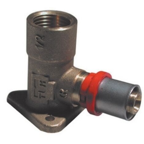 RACCORDO PRESS CURVO FEMMINA CON FLANGIA  PER MULTISTRATO- 1/2 x 16- TIEMM- pezzi 1