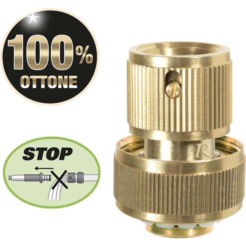 Raccordo Attacco Rapido Ottone Tubo Acqua Giardino Acquastop 19mm 3...