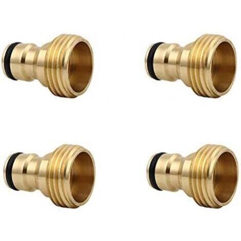 Raccordo rapido per tubo da giardino, estremità maschio in ottone da 3/4", adattatore a connessione rapida, 4 pezzi