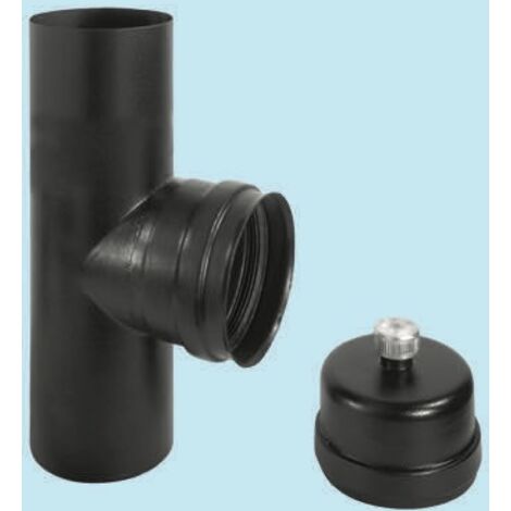 RACCORDO T IN ACCIAIO PESANTE SMALTATO PORCELLANATO F/F PELLET   ECO  CM.10