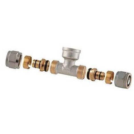 Raccordo tee femmina a stringere per multistrato 2pz assemblato  3/4-20 x 1/2 x 3/4-20TDMB
